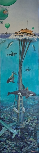 Orca Play (Space Needle Under Water)